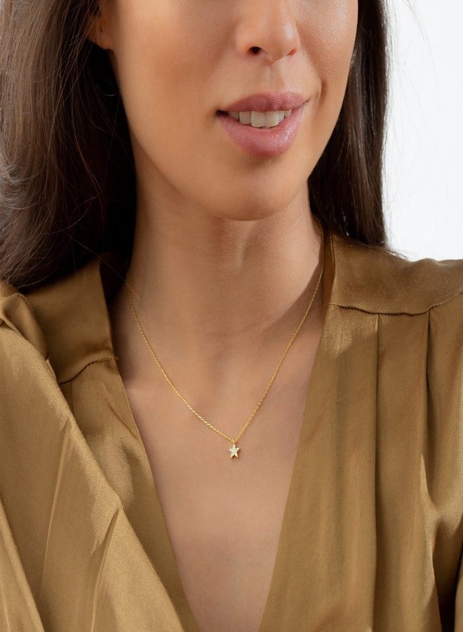 LLWOM Star Necklace, 14K Gold Plated Dainty Gold Necklace For Women Celestial CZ Star Cluster Necklace - Image 4