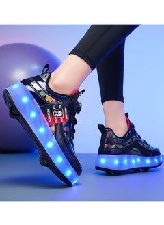 LITTLE ROCKZ حذاء رياضي بإضاءة فلاش LED بعجلة مزدوجة، حذاء رياضي لامع أنيق مع نعل لايتنينج  - Image 2