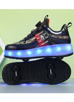 LITTLE ROCKZ حذاء رياضي بإضاءة فلاش LED بعجلة مزدوجة، حذاء رياضي لامع أنيق مع نعل لايتنينج  - Image 4