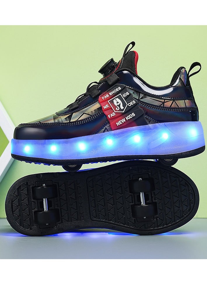 LITTLE ROCKZ Double Wheel LED Flash Light Fashion Shiny Sneaker Skate Heelys Shoes With Lightning Sole  - Image 4