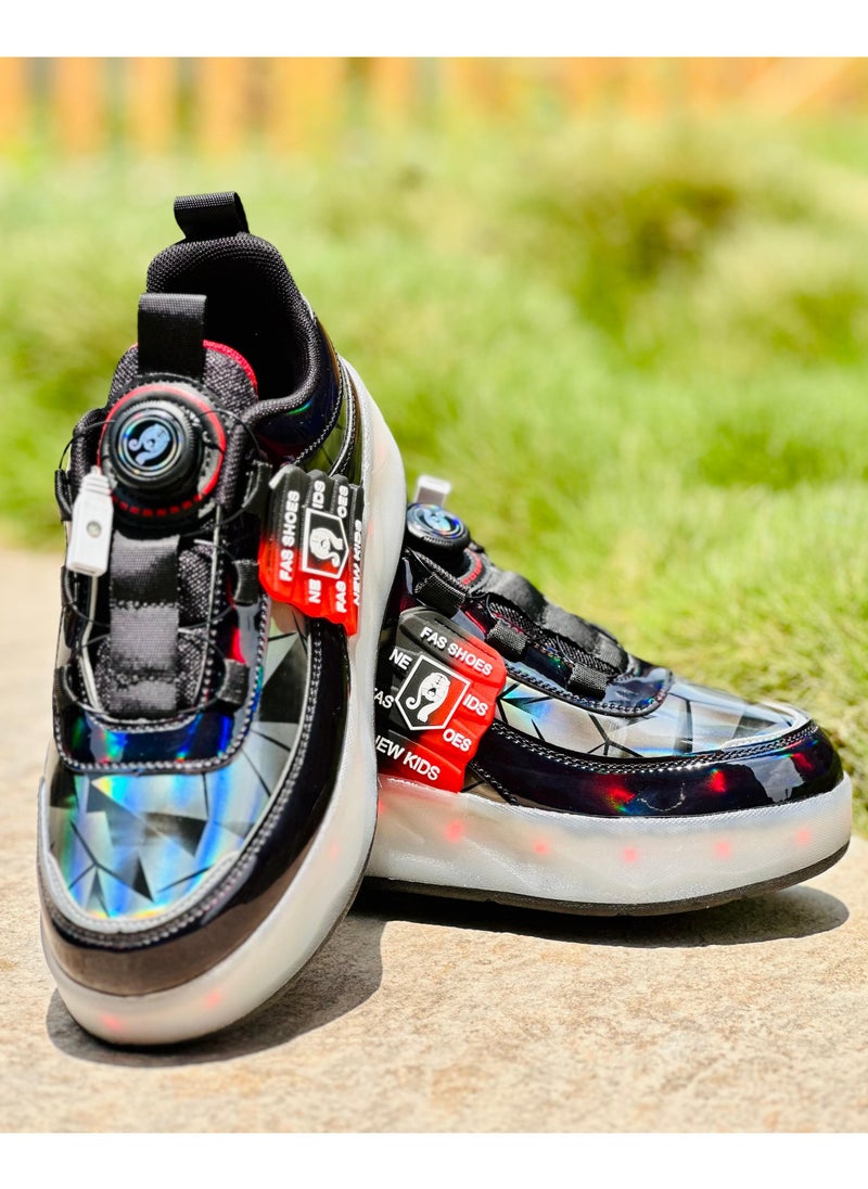 LITTLE ROCKZ Double Wheel LED Flash Light Fashion Shiny Sneaker Skate Heelys Shoes With Lightning Sole  - Image 5