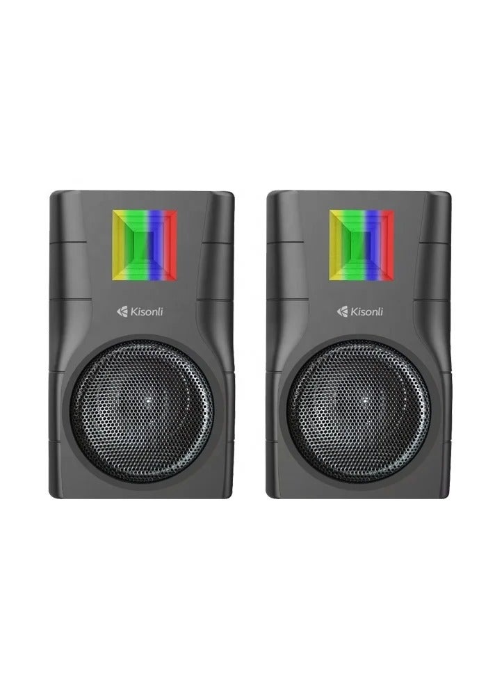 Kisonli X33 USB Stereo Speaker with RGB Lighting - Image 1