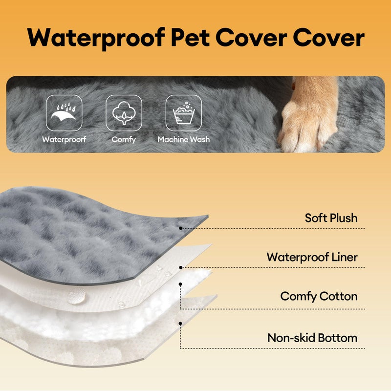 FUNNY FUZZY Pet Couch Cover for Sofa, Thick Waterproof Couch Cover for Dogs Washable, Pet Friendly Fuzzy Sofa Covers Soft Dog Bed Mat Non Slip for Couches and Sofas, Grey, 27.6"Ã—59.1" - Image 2