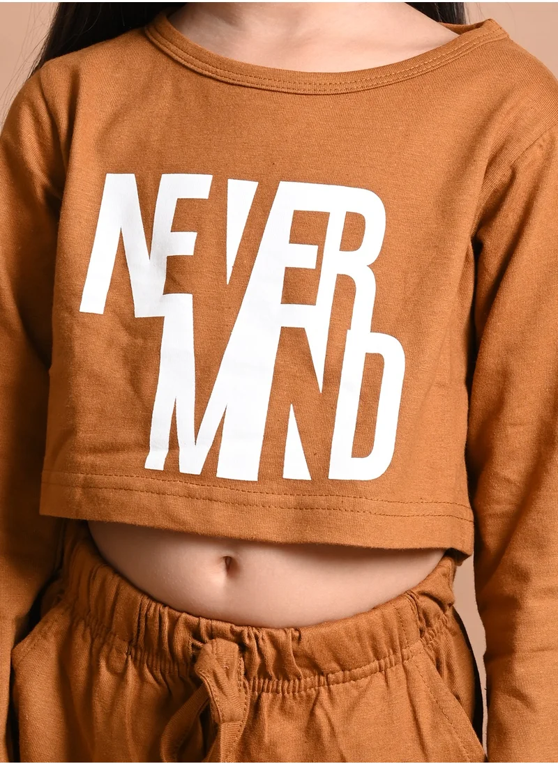 LILPICKS Never Mind Printed Crop Top with Jogger Set