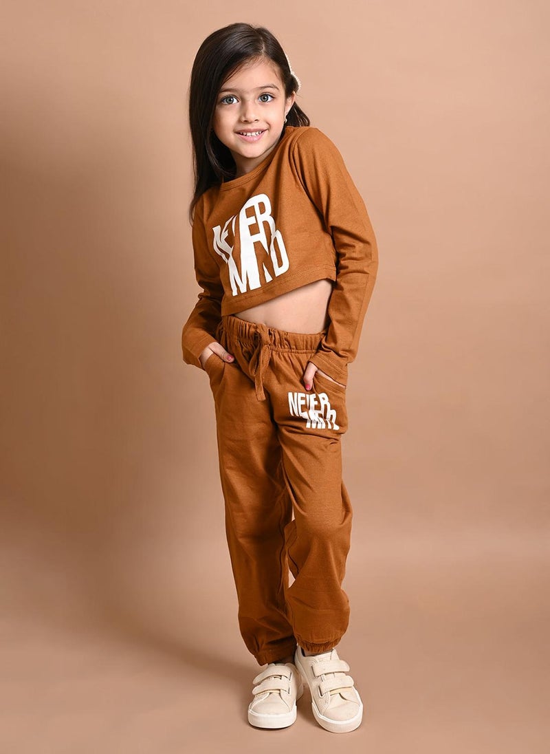 LILPICKS Never Mind Printed Crop Top with Jogger Set  - Image 1