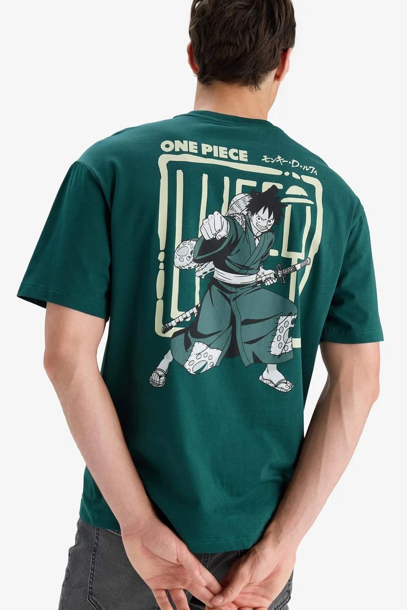 ديفاكتو One Piece Boxy Fit Crew Neck Printed Short Sleeve T-Shirt
