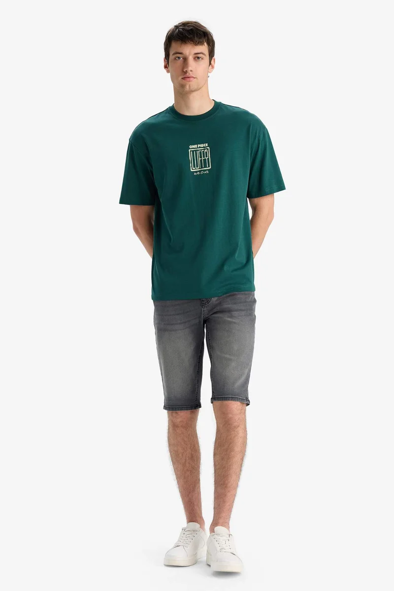 ديفاكتو One Piece Boxy Fit Crew Neck Printed Short Sleeve T-Shirt