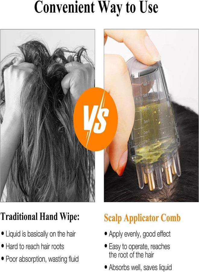 PREZONE Hair Oil Applicator Comb, Smooth Root Comb Applicator Bottle For Scalp Oil, Anti Hair Loss Lotion Dispenser, Anti-Leak, 6Ml Scale Control, Salon Care, Oily/Greasy Hair (10ML) - Image 2