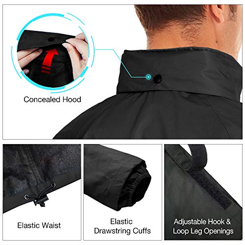TIDEWE Rain Suit, Waterproof Breathable Lightweight Rainwear (Black Size XXXL) - Image 5