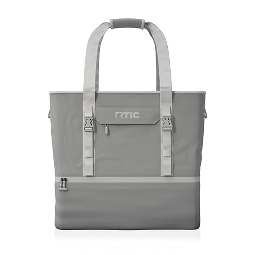 RTIC 2in1 Chillout Bag Soft Insulated Cooler Tote Portable for Lunch Beach Travel Drink Beverage Car Camping Picnic 24Can Capacity Grey - Image 1
