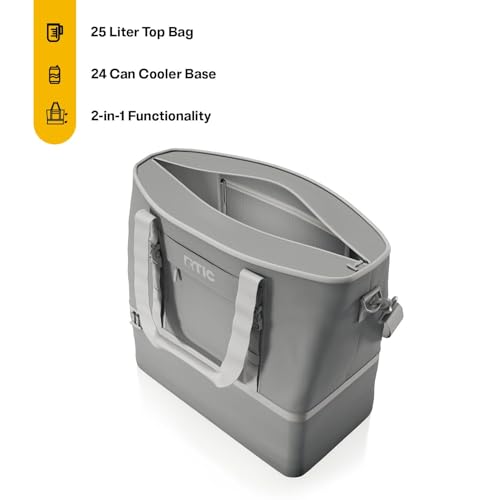 RTIC 2in1 Chillout Bag Soft Insulated Cooler Tote Portable for Lunch Beach Travel Drink Beverage Car Camping Picnic 24Can Capacity Grey - Image 3