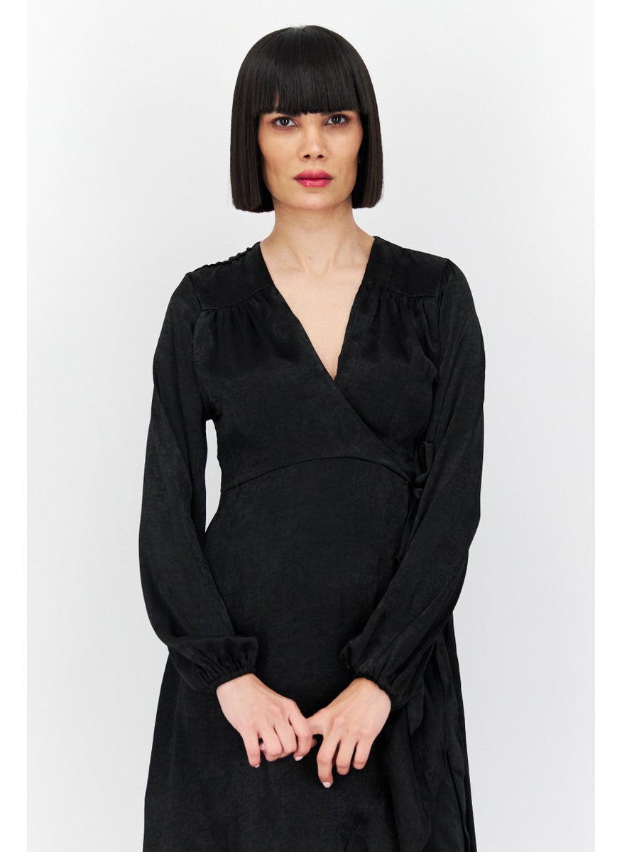 Flounce London Women Plain Casual Maxi Dress, Black  - Image 4