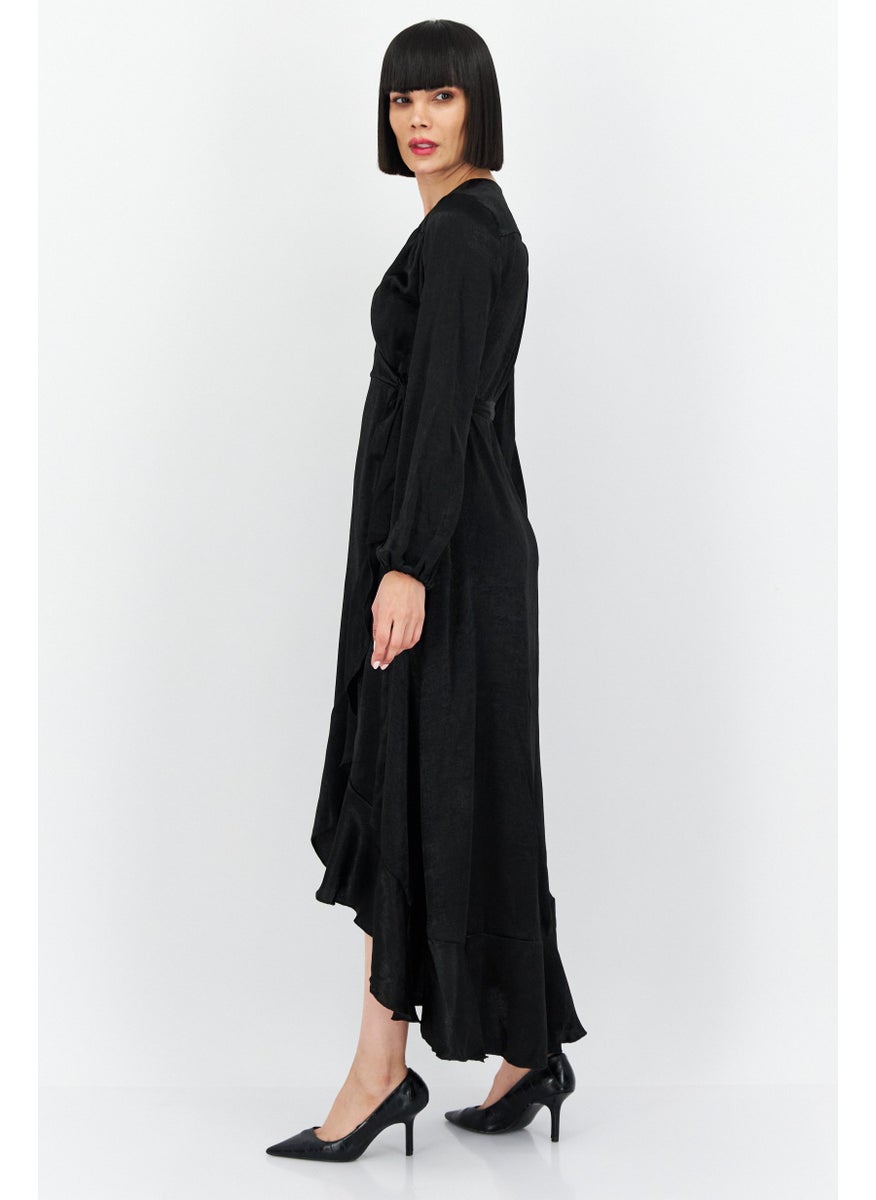 Flounce London Women Plain Casual Maxi Dress, Black  - Image 2