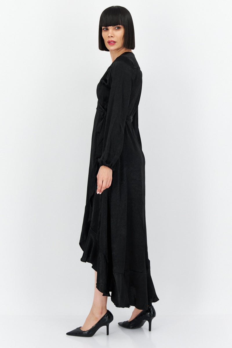 Flounce London Women Plain Casual Maxi Dress, Black - Image 2