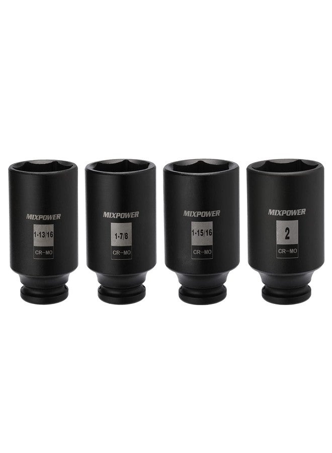 MIXPOWER 1/2-Inch Drive Deep Impact Socket Set, Inch, Cr-Mo, 6 Point, 1-13/16",1-7/8", 1-15/16", 2", 4-Pieces 1/2" Dr. Spindle Axle Nut Impact Socket Set, Impact Grade - Image 3