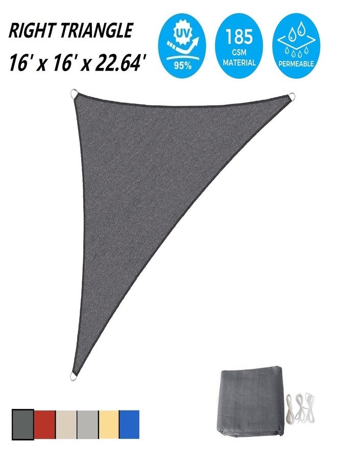 AsterOutdoor Sun Shade Sail Triangle 16' x 16' x 22.64' UV Block Canopy for Patio Backyard Lawn Garden Outdoor Activities, Graphite - Image 2