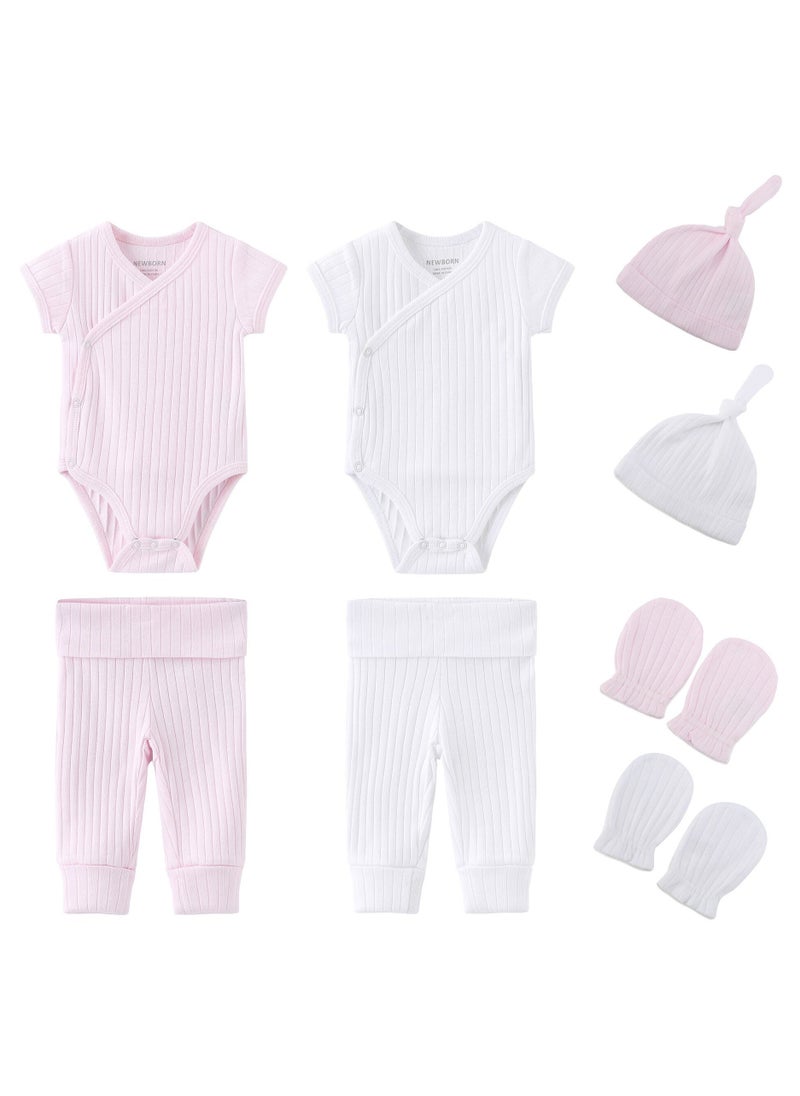 RedMapleTEK 8-Piece Set Of Newborn Baby Jumpsuit, Pants, Hat, Gloves, Socks - Image 1