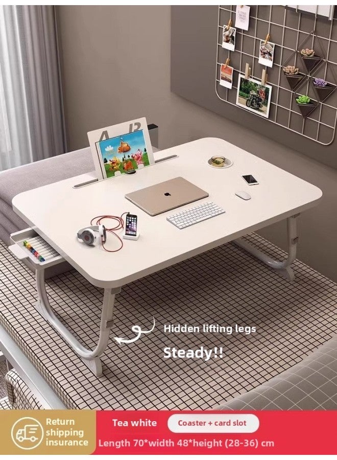 · Lift Folding Bed Small Table Student Dormitory Upper Bed Study Table Laptop Table Desk Bedroom-Color:▊▉¤buyer Recommendation 【extra Large】 (third Generation Lifting Four Gears) Pearl White Cup Holder With Card Slot㏇