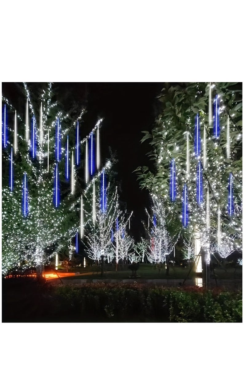 Solar Meteor Shower Rain Lights, 30cm 10 Tube 240 LED Meteor Lights, Led Falling Rain Fairy String Lights for  Wedding Holiday Party Patio Decoration - Image 1