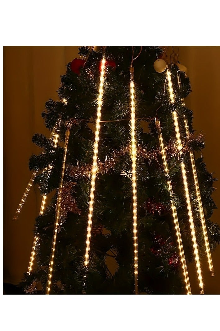 Solar Meteor Shower Rain Lights, 30cm 10 Tube 240 LED Meteor Lights, Led Falling Rain Fairy String Lights for  Wedding Holiday Party Patio Decoration - Image 5