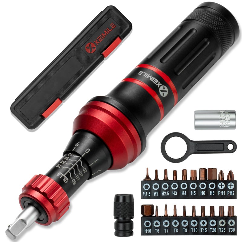 XEIMILE Torque Screwdriver 1080 InLb Inch Pound Torque Screwdriver Set with 14 Bit Holder Flat Hex Torx and Philips BitsSuitable for DIY Bicycle Maintenance Pecision ToolMechanical - Image 2
