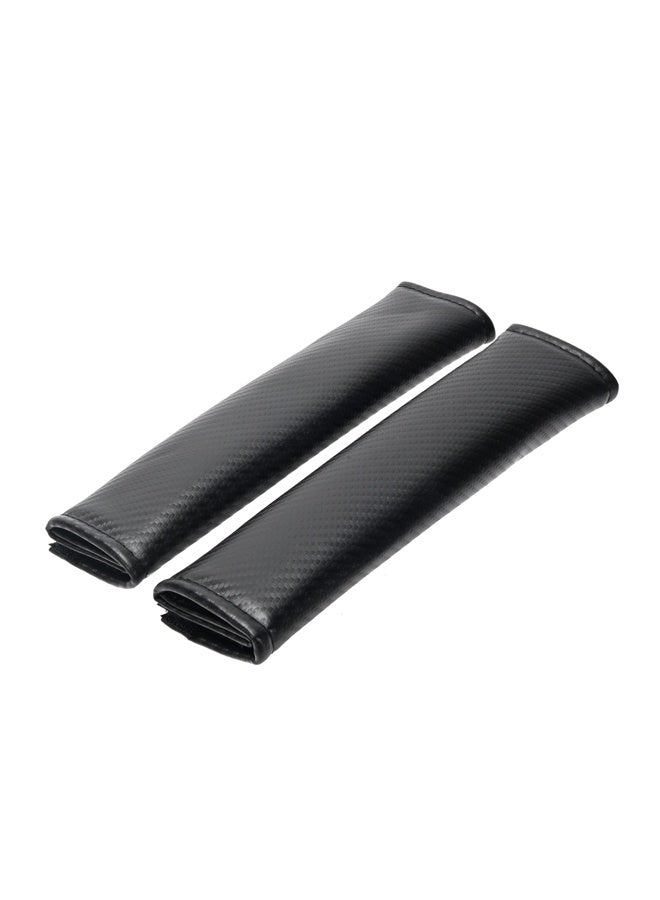 لوازم غطاء حزام أمان من قطعتين - أسود - واقيات كتف ناعمة مبطنة بتصميم جلدي، تساعد على تخفيف ضغط حزام الأمان ومنح راحة أكبر أثناء القيادة اليومية، مناسبة لجميع أنواع السيارات والـSUV. - Image 1