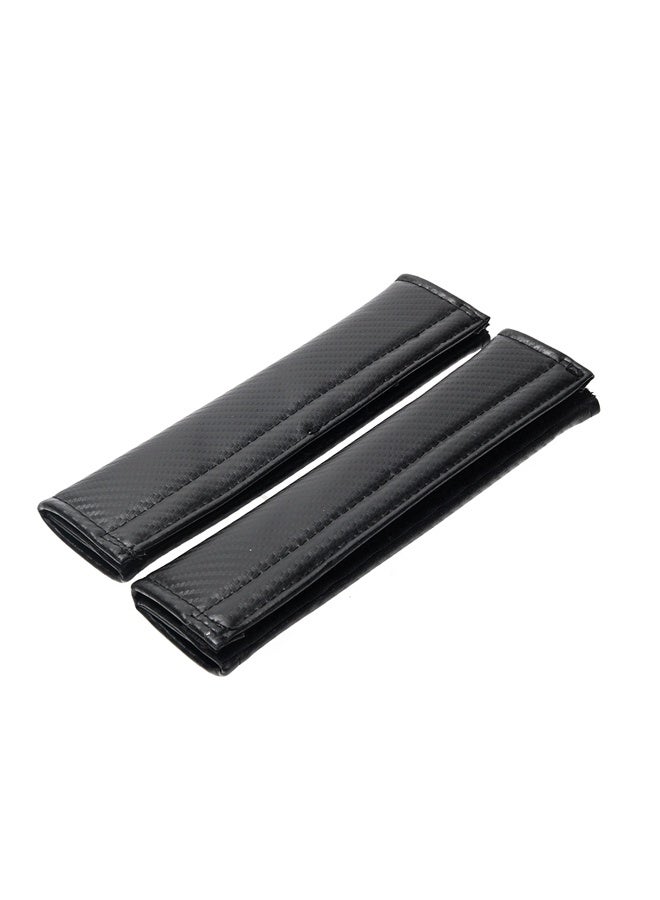 لوازم غطاء حزام أمان من قطعتين - أسود - واقيات كتف ناعمة مبطنة بتصميم جلدي، تساعد على تخفيف ضغط حزام الأمان ومنح راحة أكبر أثناء القيادة اليومية، مناسبة لجميع أنواع السيارات والـSUV. - Image 2