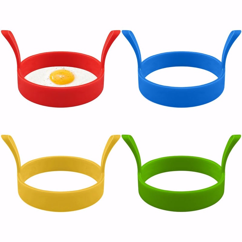 Lanjue 4 Pcs Silicone Egg Rings Round Egg Ring Mold NonStick Fried Egg Ring Egg Cooking Rings HeatResistant Pancake Rings for Saucepan Frying Perfect Fried Eggs Mcmuffin Crumpets