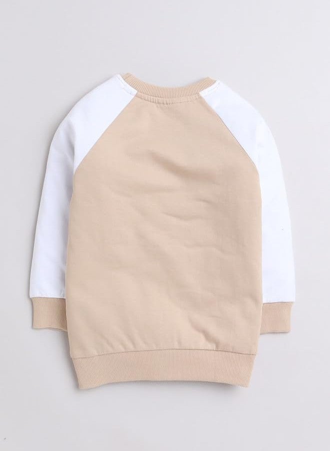 BUMZEE Beige & White Boys Full Sleeves Cotton Sweatshirt Age - 3-6 Months (Peb9678B-bge.wht) - Image 3