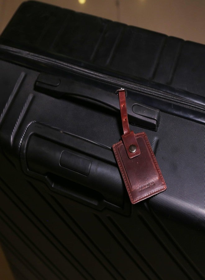 Sassora Genuine Leather Luggage Tag for Suitcases & Bags | Name ID Card Holder with Secure Buckle Strap & Privacy Flap | Travel Identifier for Men & Women (Dark Brown) - Image 4