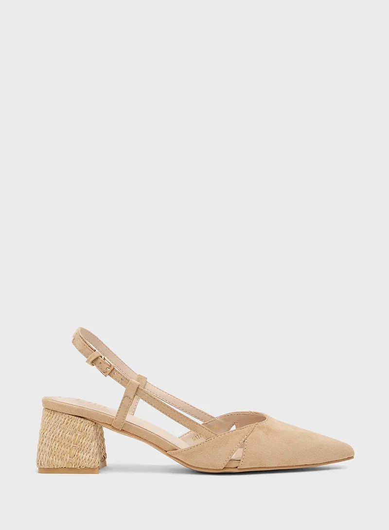 ايلا Slingback Pump With Raffia Heel