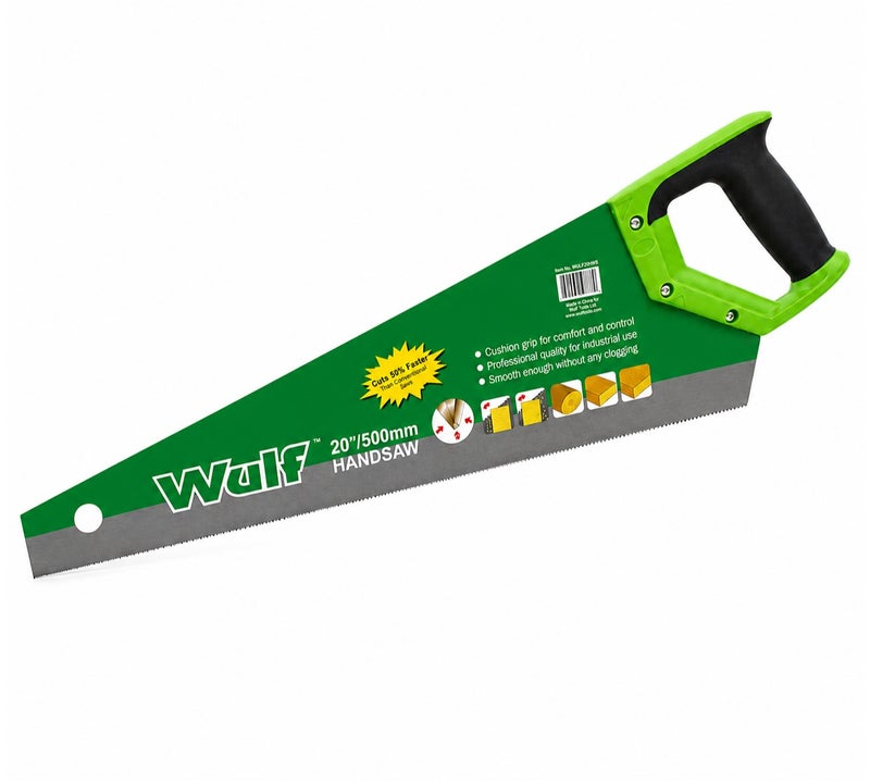 Wulf 20 Inch Hand Saw 500mm Heavy Duty Wood Cutting Saw with Precision Sharp Teeth Ergonomic Anti Slip Handle for Carpentry Construction DIY and Woodworking - Image 1