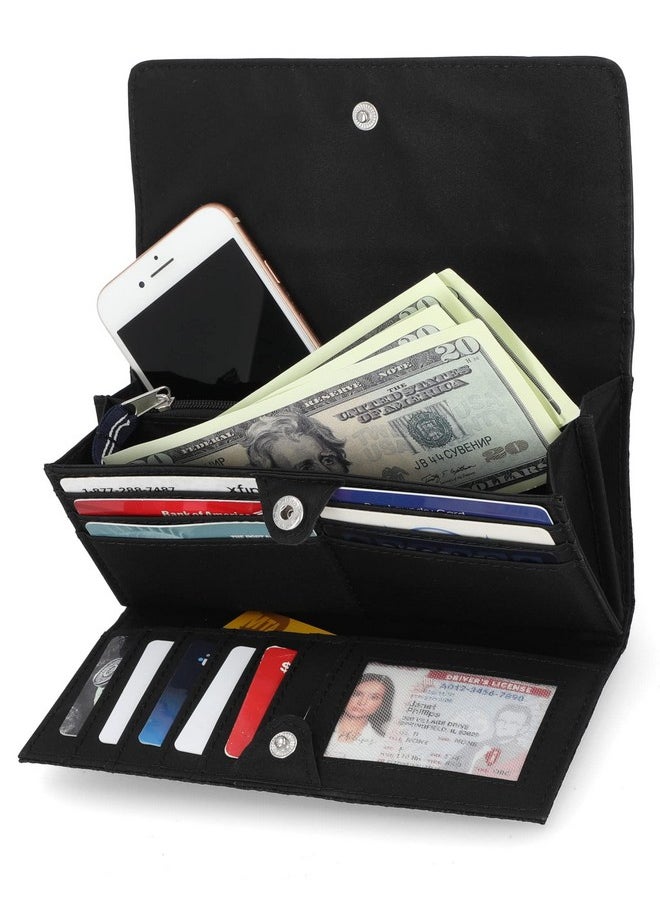 NAUTICA Womens Carryall The Perfect Carry All Money Manager Wallet Oraganizer With Rfid Blocking Black Jacquard One Size Us  - Image 2