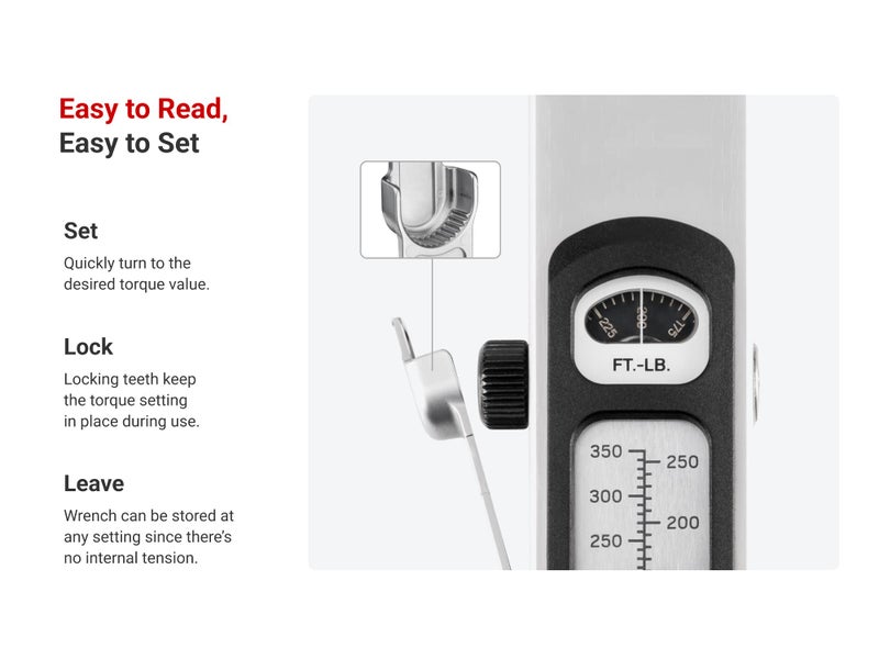 TEKTON 1/2 Inch Drive 72-Tooth Split Beam Torque Wrench (40-250 ft.-lb.) TRQ62203 - Image 4