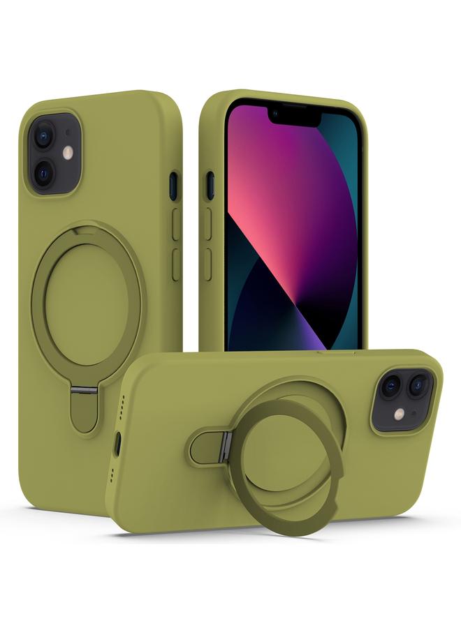 زبون جراب لهاتف iPhone 12 مصنوع من السيليكون السائل المغناطيسي MagSafe مع حامل حلقي - Image 1