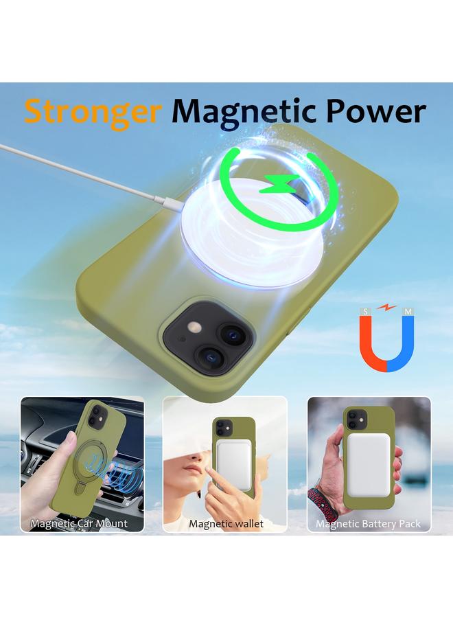 زبون جراب لهاتف iPhone 12 مصنوع من السيليكون السائل المغناطيسي MagSafe مع حامل حلقي - Image 3