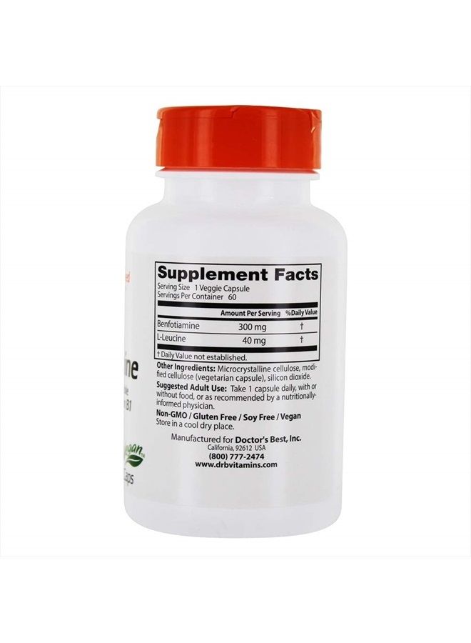 Doctor's BEST Doctor's Best, Benfotiamine with BenfoPure, 300 mg, 60 Veggie Caps  - Image 3