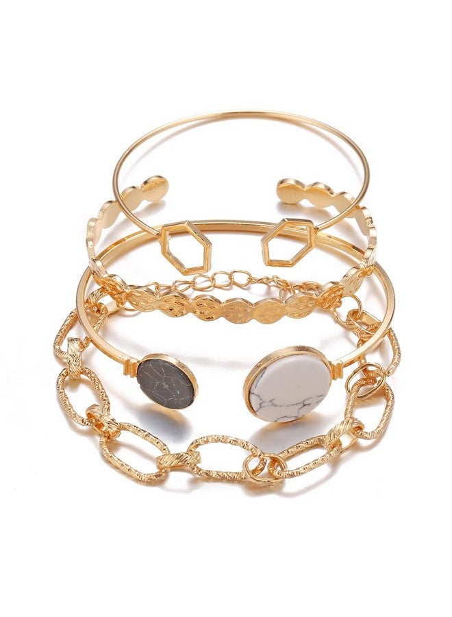 Shining Diva Fashion Latest Stylish Multilayer Gold Plated Bangle Bracelet for Women and Girls (rr14665b) Set of 4 - Image 1