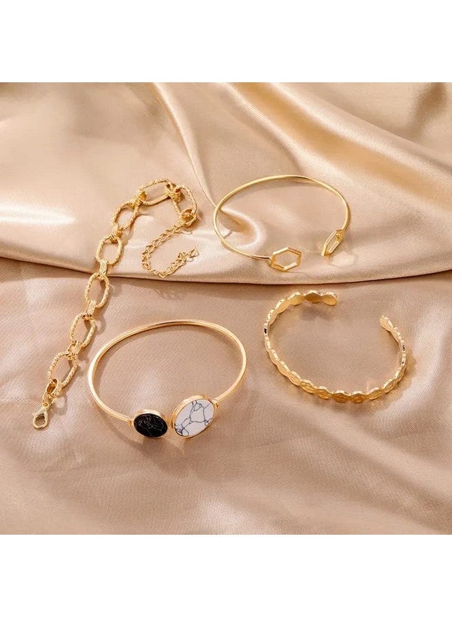 Shining Diva Fashion Latest Stylish Multilayer Gold Plated Bangle Bracelet for Women and Girls (rr14665b) Set of 4 - Image 3