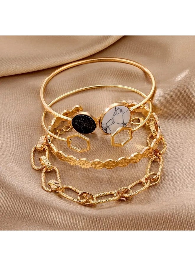 Shining Diva Fashion Latest Stylish Multilayer Gold Plated Bangle Bracelet for Women and Girls (rr14665b) Set of 4 - Image 2