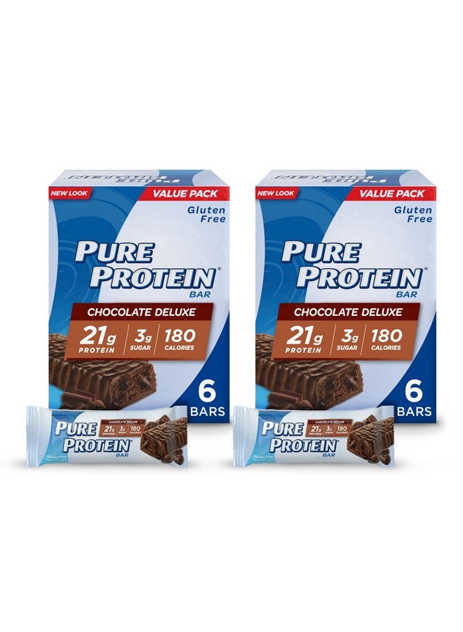 Pure Protein Pure Protein Bars, High Protein, Nutritious Snacks to Support Energy, Low Sugar, Gluten Free, Chocolate Deluxe, 6 Count (Pack of 2) 