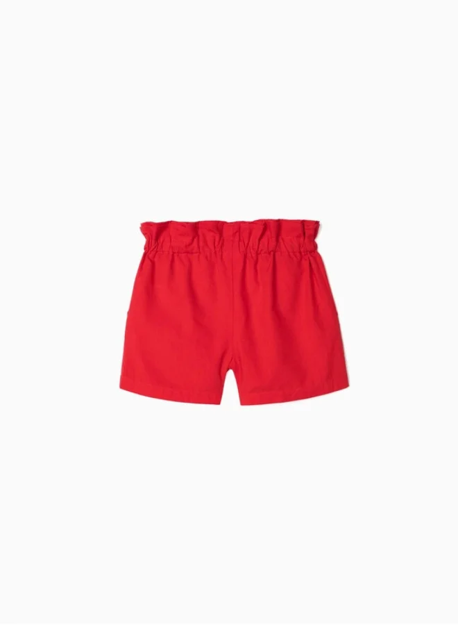 زيبي Paperbag Shorts for Girls, Red