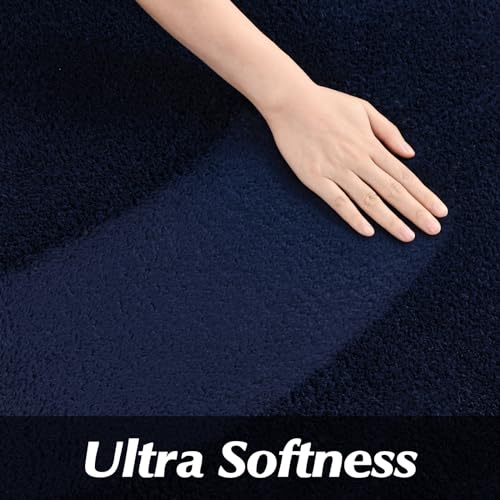 FlyDOIT Round Area Rugs for Bedroom Living Room, 4x4 Navy Blue Super Soft Comfy Thickened Memory-Foam Indoor Circle Carpets, Modern Aesthetic Minimalist Carpet for Boys Girls Adults Nursery Home Décor - Image 5