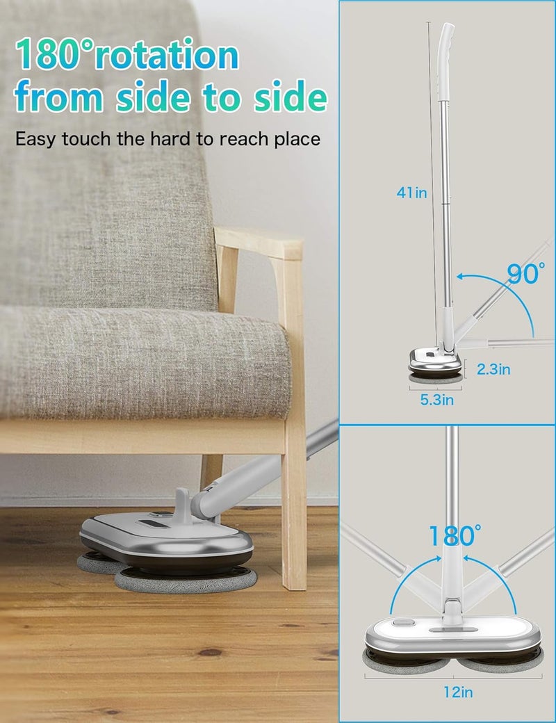 GOBOT GOBOT Electric Mop with Motorized Dual Spin Mopheads Lightweight Rechargeable4 Microfiber Pads 2 Floor Scrubber Pads Cleaning Waxing for LaminateHardwood FloorBathroom WallWindowTile  - Image 4