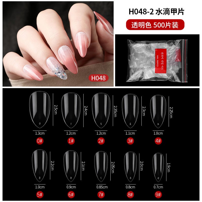 Generic hot-cut nail art natural transparent fake nail extension patch nail shop special nail art factory wholesale6# water drop nail (transparent color) 6# water drop nail (transparent color)