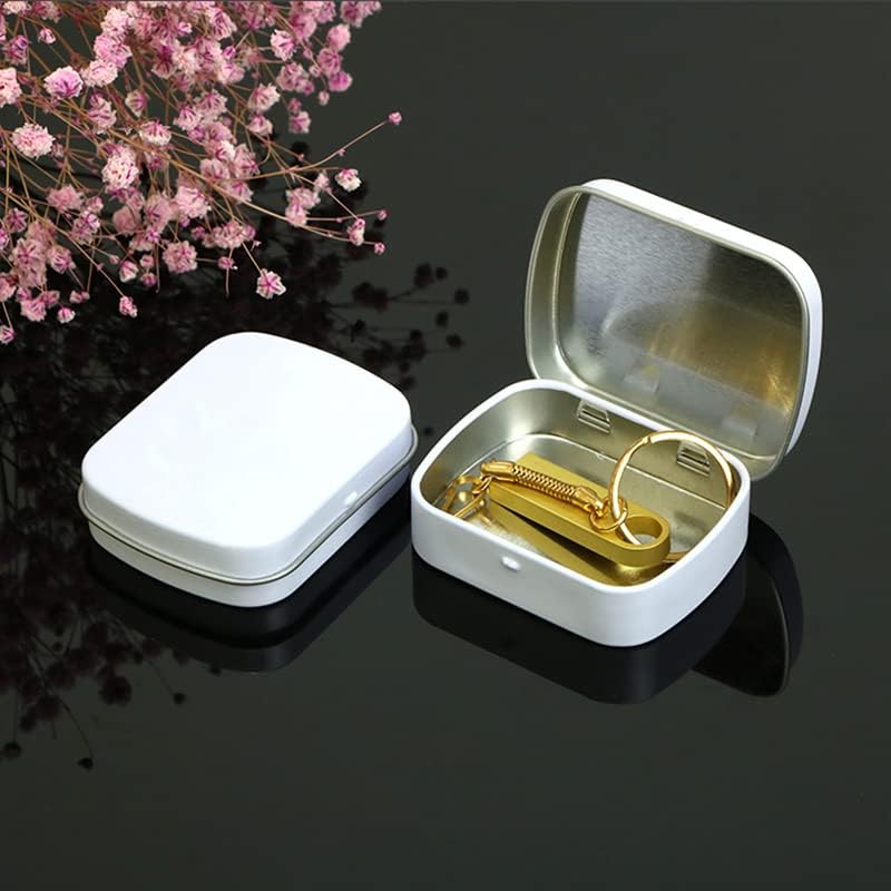 AKOAK 3 Pcs 2.4 x 1.7 x 0.6 Inches Rectangular Empty Hinged Tins Box Containers for First Aid Kit,Survival Kits,Storage,Herbs,Pills,Crafts and More (White) - Image 3