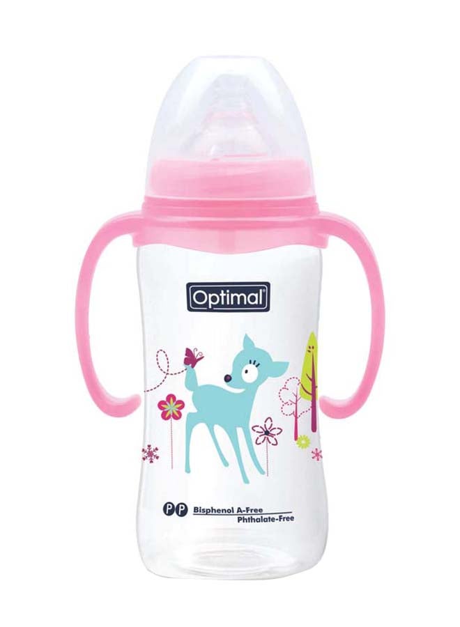 Optimal Wide Neck Feeding Bottle With Handle 300 ML, Assorted - Image 1