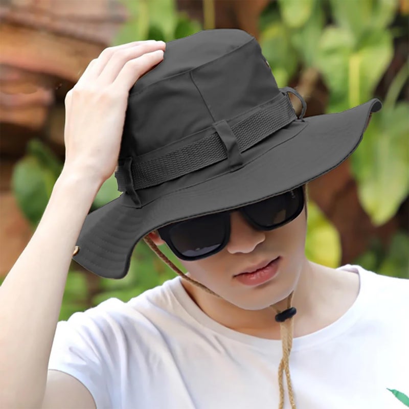 Sun Hat, Unisex Wide Brim Bucket Hat Sun Protection Cap Breathable Boonie Hat for Fishing Hiking Gardening Safari - Image 5