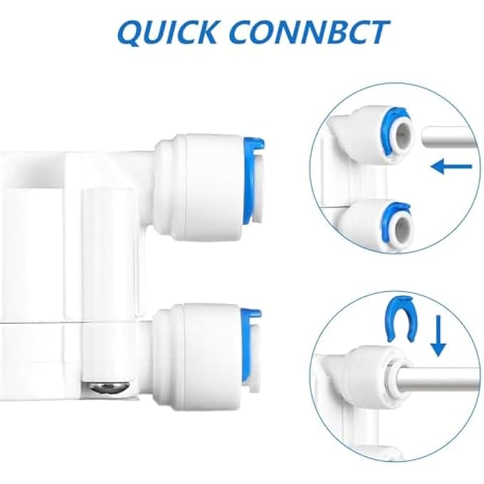 KASTWAVE 2 Pack 14 Inch Tube Automatic Shut Off Valve With Quick Connect Fittings For Ro Reverse Osmosis Water Filter System Replacement Shutoff Valve For Home And Commercial Use White - Image 2