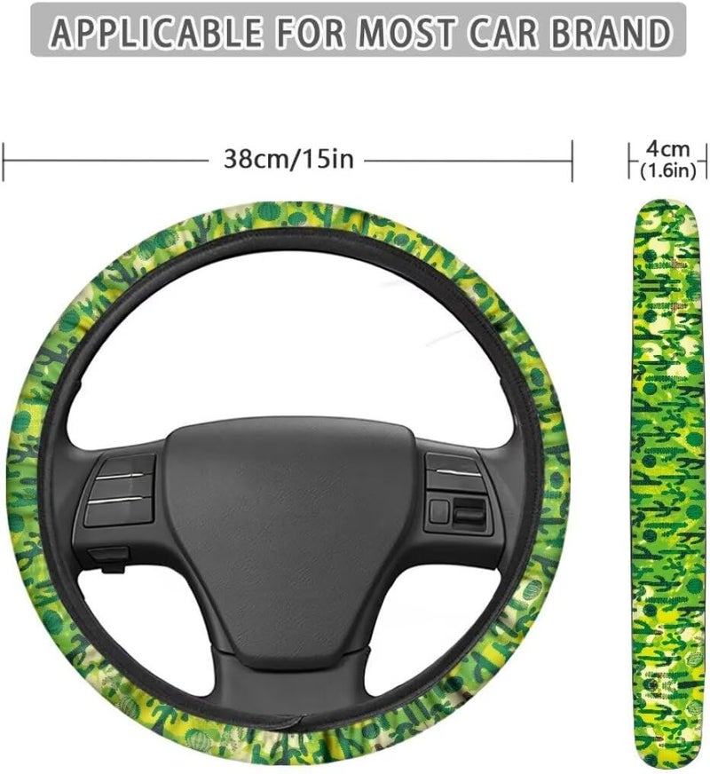 Car Steering Wheel Cover for Women and Men,Non-Slip Breathable Steering Wheel,Universal 14.5"-15" Fit for Cars and SUVs(Bright Green Cactus) - Image 5